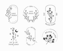 conjunto de diseño de logotipo floral minimalista vector