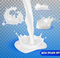 Milk splashes drops and blots vector