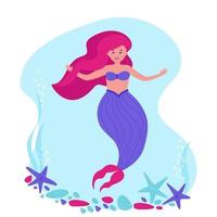 A plump little mermaid on a light background vector