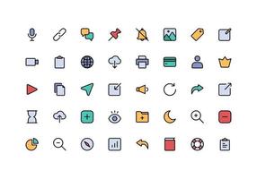 User Interface Essentials Line Color Style Icon Set vector