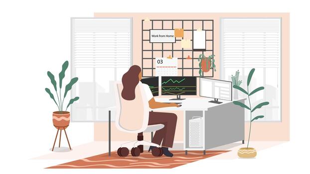 Study from home through online laptop computer in minimal vector design Work from home online video conference study due to the covid19 outbreak