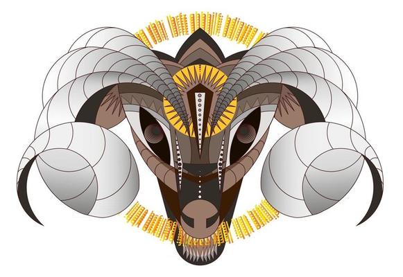 Large horned animal geometric interpretation RAM