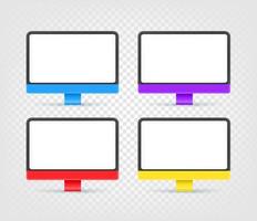 Modern color desktop personal computers vector set isolated on transparent