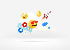 Social media concept with emoji and web icons
