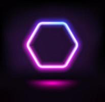 Dark stage with vibrant neon hexagon vector