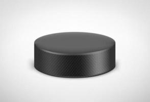 Realistic ice hockey puck on white background
