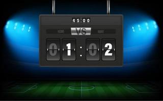 Illuminated football stadium with scoreboard vector