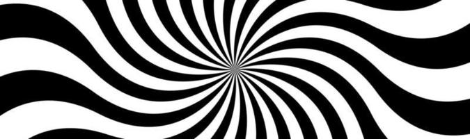 Black and white spiral header Swirling radial pattern Abstract vector illustration banner