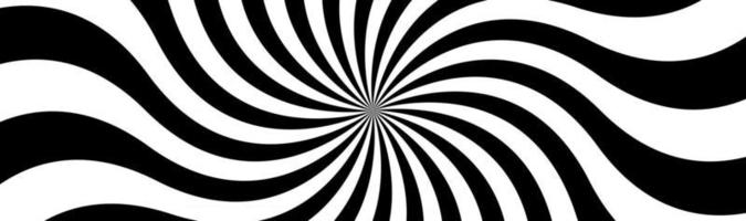 Encabezado en espiral en blanco y negro patrón radial remolino abstracto ilustración vectorial banner vector