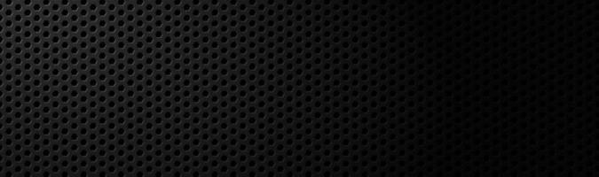 Banner de tecnología metálica de encabezado de material de malla hexagonal geométrico negro oscuro abstracto con espacio en blanco para su logotipo vector fondo de pantalla panorámica abstracta