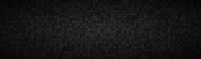 Black abstract header with transparent squares Mosaic look banner Modern vector illustration