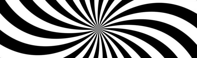 Black and white spiral header Swirling radial pattern Abstract vector illustration banner