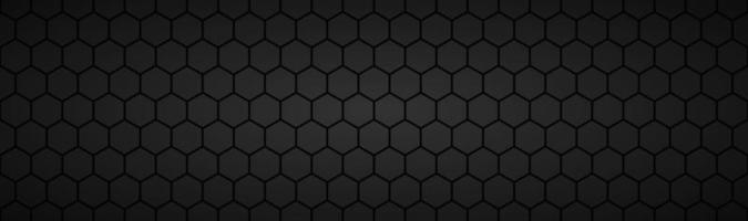Abstract dark black geometric hexagonal mesh material header Metallic technology banner with blank space for your logo Vector abstract widescreen background