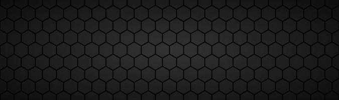 Abstract dark black geometric hexagonal mesh material header Metallic technology banner with blank space for your logo Vector abstract widescreen background