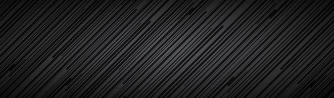 Dark abstract black and grey striped header Diagonal lines and strips pattern Metal fiber banner Simple vector illustration