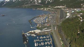 Aerial view of harbor, Valdez, Alaska video
