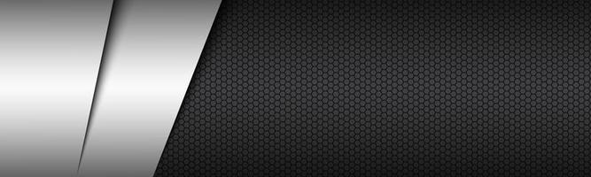 Black and white modern material header with hexagonal pattern Corporate template for your business vector abstract widescreen banner