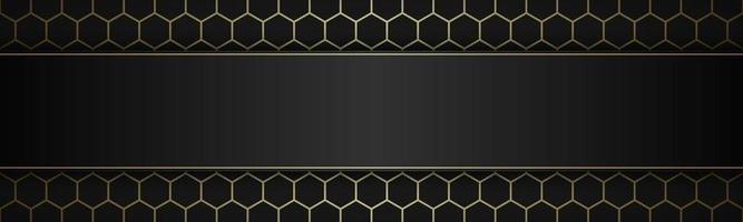 Geometric polygons header with free space for your text Abstract black and gold metallic banner Simple vector illustration