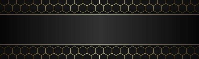 Geometric polygons header with free space for your text Abstract black and gold metallic banner Simple vector illustration