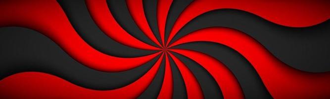 Decorative modern red spiral header Swirling radial pattern banner Simple abstract vector illustration