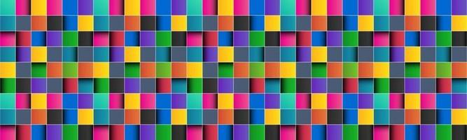 Colorful square abstract header with white lines Colored square with shadows banner Pixel mosaic background Vector illustration