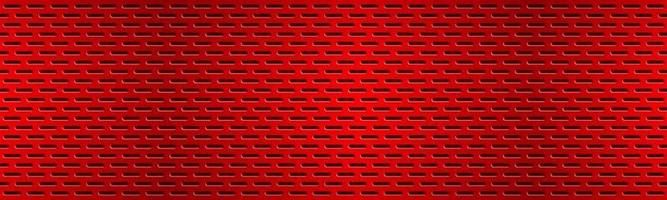 Structured red perforated metal texture header Aluminium grating banner Abstract metallic background Vector illustration