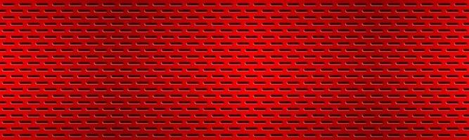 Structured red perforated metal texture header Aluminium grating banner Abstract metallic background Vector illustration