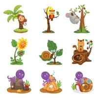 Illustration isolated set of animals on white background vector