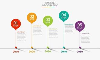 Iconos infográficos de la línea de tiempo de visualización de datos comerciales diseñados para la plantilla de fondo abstracto vector