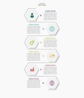 Iconos infográficos de la línea de tiempo de visualización de datos comerciales diseñados para la plantilla de fondo abstracto vector