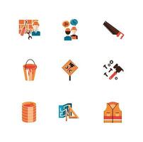 bundle of construction set detailed icons vector