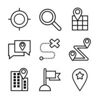 bundle of map line icons vector