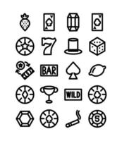 bundle of casino set icons vector