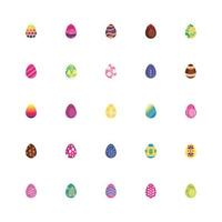 bundle easter eggs painted flat style icons vector