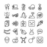 bundle of fools day set icons vector