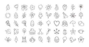 bundle of spring set line icons vector