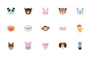 bundle of cute animals characters vector