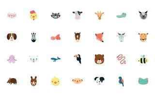 bundle of cute animals characters vector