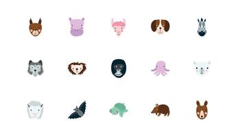 bundle of cute animals characters vector