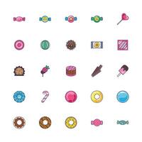 bundle of sweet set icons vector