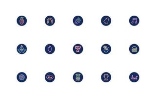 bundle of neon lights set icons vector