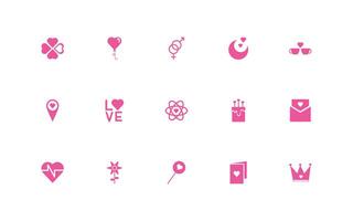 bundle of happy valentines day set icons vector