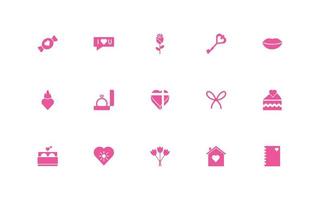 bundle of happy valentines day set icons vector