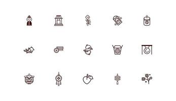 paquete de iconos de conjunto de año nuevo chino vector