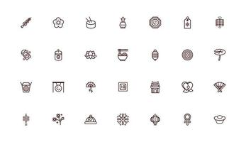 bundle of chinesse new year set icons vector