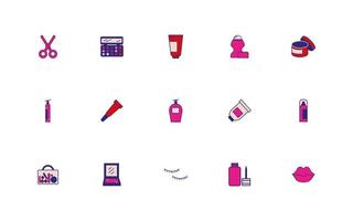 bundle of make up accessories icons vector