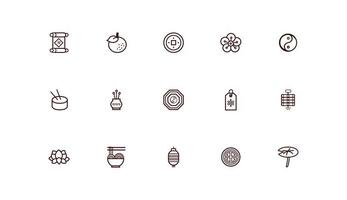 paquete de iconos de conjunto de año nuevo chino vector