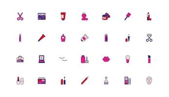 bundle of make up accessories icons vector