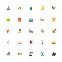 bundle of fairytales set icons vector