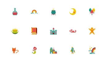 bundle of fairytales set icons vector